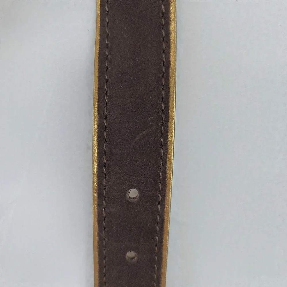 Michael Kors Womens Medium Brown Suede Gold Metallic Leather Belt Vintage 2002